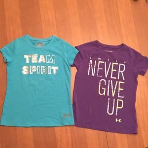 Two (2) Under Armour Girls T-Shirts Size YXS